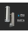 Applique murale GU10 haut/bas avec capteur - IP44 extérieur, acier inoxydable, sans source lumineuse