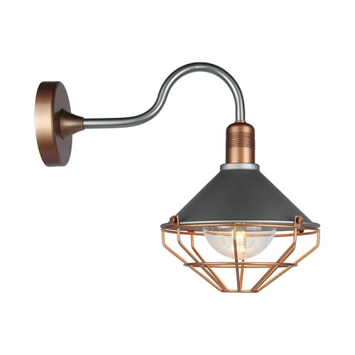 Applique murale lanterne vintage E27 - IP65, rose gold, ABS+métal, verre, sans source lumineuse
