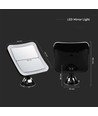 Miroir LED 3,2W avec grossissement 10x - À piles, rotation 360°, IP44, noir, ventouse, blanc froid