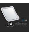 Miroir LED 3,2W avec grossissement 10x - À piles, rotation 360°, IP44, noir, ventouse, blanc froid