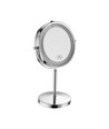 Miroir cosmétique LED 3W avec lumière - 7 pouces, grossissement 1X et 3X, rotation 360°, à piles, finition chrome