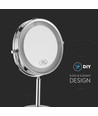 Miroir cosmétique LED 3W avec lumière - 7 pouces, grossissement 1X et 3X, rotation 360°, à piles, finition chrome