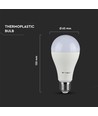 Ampoule LED E27 17W dimmable - A65, Samsung LED chip, 1521lm, 6400K, plastique blanc