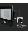 Projecteur LED 30W avec détecteur - puce Samsung LED, IP65, noir, slim, extérieur