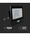 Projecteur LED 30W avec détecteur - puce Samsung LED, IP65, noir, slim, extérieur