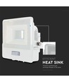 Projecteur 10W - Capteur PIR, Puce Samsung, 6500K, Boîtier Blanc