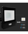 Projecteur 20W - Capteur PIR, Puce Samsung, Câble 1m, 4000K, Boîtier Noir