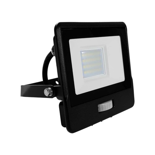 Projecteur LED 20W avec détecteur - puce Samsung LED, IP65, noir, câble 1m, blanc froid