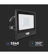 Projecteur LED 30W avec détecteur PIR - puce Samsung LED, IP65, noir, câble 1m, extérieur