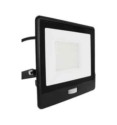 Projecteur LED 50W avec détecteur - puce Samsung LED, IP65, noir, 6500K, 5 ans de garantie