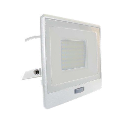 Projecteur 50W - Capteur PIR, puce Samsung, câble 1m, 4000K, boîtier blanc, lampe de travail