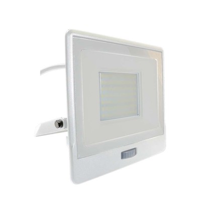 Projecteur 50W - Capteur PIR, puce Samsung, câble 1m, 4000K, boîtier blanc, lampe de travail