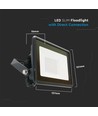 Projecteur LED 20W - puce Samsung, connexion directe, 6500K, boîtier noir