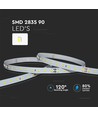 5m 4W/m LED strip, 200lm/W, RA90 - 24V, IP20, 4000K, 90 LED par mètre