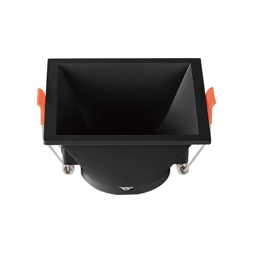 Spot encastrable GU10 - Noir, carré, plastique PC, IP20, Perçage : 83x83 mm, Dim : 93x93 mm