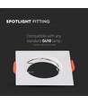 Spot encastrable GU10, carré - Blanc, plastique PC, IP20, sans source lumineuse