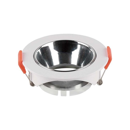 Spot encastrable GU10 - Blanc avec chrome, rond, Ø8,5 cm, trou: Ø7,2 cm, sans source lumineuse