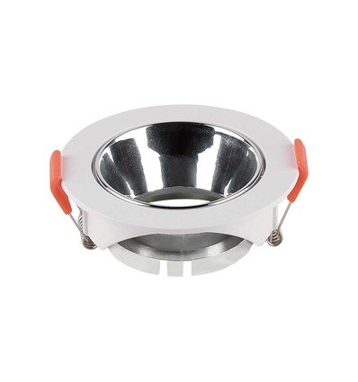 Spot encastrable GU10 - Blanc avec chrome, rond, Ø8,5 cm, trou: Ø7,2 cm, sans source lumineuse