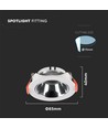 Spot encastrable GU10 - Blanc avec chrome, rond, Ø8,5 cm, trou: Ø7,2 cm, sans source lumineuse