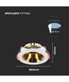 Spot encastrable GU10 - Rond, blanc/or, PC plastique, Trou: Ø7,2 cm, Dim: Ø8,5 cm, sans source lumineuse