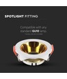 Spot encastrable GU10 - Rond, blanc/or, PC plastique, Trou: Ø7,2 cm, Dim: Ø8,5 cm, sans source lumineuse