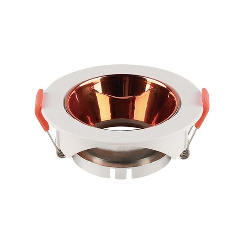 Spot encastrable GU10 - Rond, blanc avec réflecteur rose gold, IP20, trou: Ø7,2 cm, dim: Ø8,5 cm