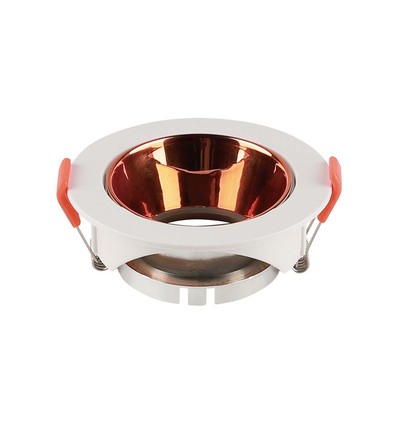 Spot encastrable GU10 - Rond, blanc avec réflecteur rose gold, IP20, trou: Ø7,2 cm, dim: Ø8,5 cm