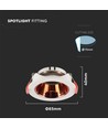 Spot encastrable GU10 - Rond, blanc avec réflecteur rose gold, IP20, trou: Ø7,2 cm, dim: Ø8,5 cm