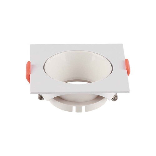 Spot encastrable GU10, carré - Cadre blanc, réflecteur blanc, trou: Ø7,2 cm, sans source lumineuse