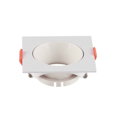 Spot encastrable GU10, carré - Cadre blanc, réflecteur blanc, trou: Ø7,2 cm, sans source lumineuse