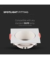Spot encastrable GU10, carré - Cadre blanc, réflecteur blanc, trou: Ø7,2 cm, sans source lumineuse