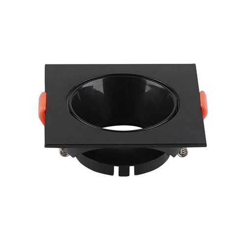 Spot encastrable GU10 - Carré, cadre et réflecteur noirs, IP20, Trou: Ø7,2 cm, 8,5x8,5 cm, sans source lumineuse