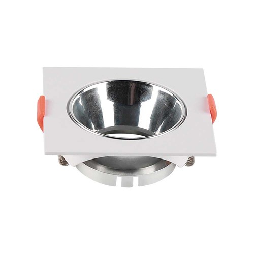 Spot encastrable GU10 - Carré, blanc avec réflecteur chrome, trou: Ø7,2 cm, 8,5 x 8,5 cm