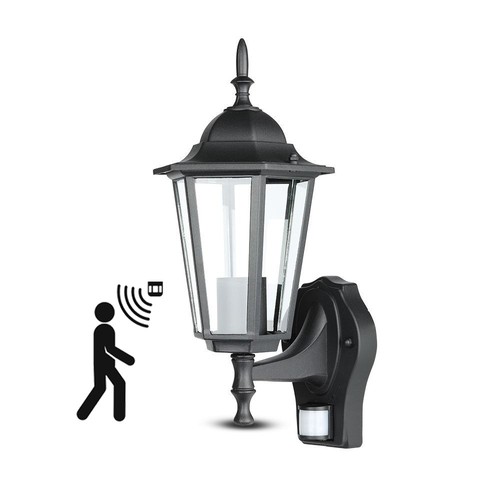 Applique murale E27 avec capteur - IP44 extérieur, noir, sans source lumineuse