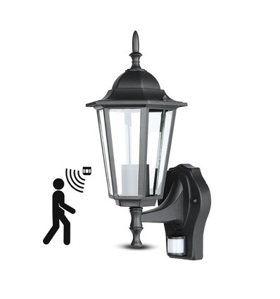 Applique murale E27 avec capteur - IP44 extérieur, noir, sans source lumineuse