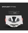 Spot encastrable GU10 - Carré, blanc avec réflecteur chrome, trou: Ø7,2 cm, 8,5 x 8,5 cm