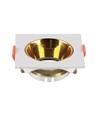 Spot encastrable GU10 - Carré, blanc avec réflecteur or, trou: Ø7,2 cm, sans source lumineuse