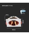 Spot encastrable GU10 - Carré, blanc avec réflecteur rose gold, PC plastique, trou: Ø7,2 cm, 8,5 x 8,5 cm, IP20 intérieur