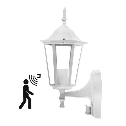 Applique murale blanche V-Tac avec capteur - IP44 extérieur, douille E27, sans source lumineuse