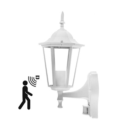 Applique murale blanche V-Tac avec capteur - IP44 extérieur, douille E27, sans source lumineuse