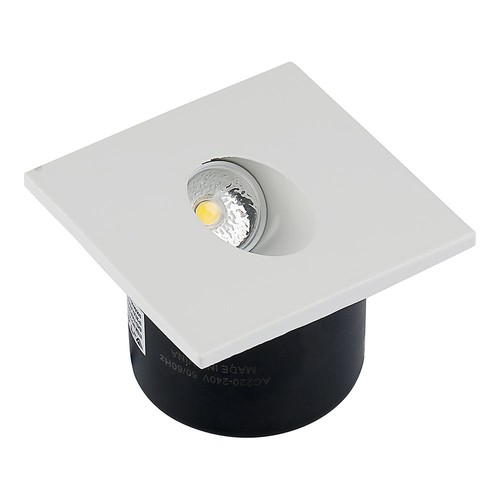 Spot LED encastrable carré 3W pour escaliers - 4000K, 270lm, trou : 62mm, dim : 80x80mm