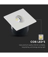 Spot LED encastrable carré 3W pour escaliers - 4000K, 270lm, trou : 62mm, dim : 80x80mm