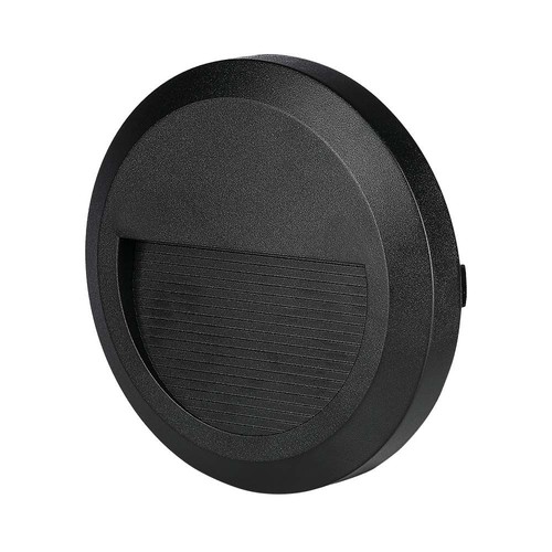 Applique murale LED 2W pour escaliers - Ronde, noir, 4000K, 80lm, Ø15cm, intérieur / extérieur