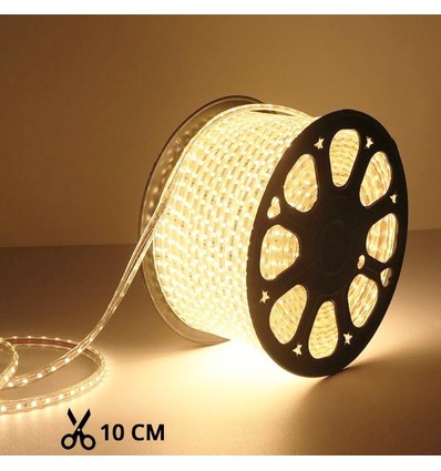 Ruban LED étanche 5m 10W/m (Type X-2) - 230V, IP67, 1300lm/m, sécable tous les 10cm, jusqu