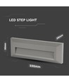 Spot LED rectangulaire 3W pour escaliers - IP65, gris, 3000K, encastrable au mur