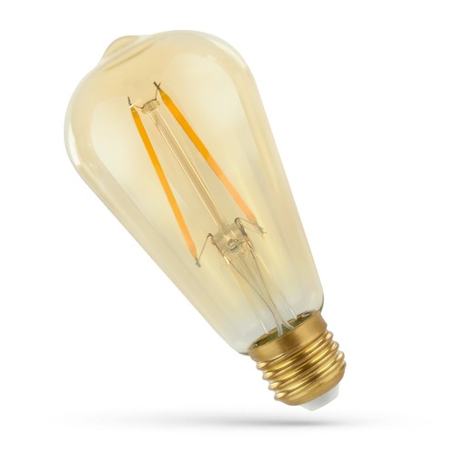 Ampoule LED E27 2W - ST64, filament, verre ambré, extra chaud