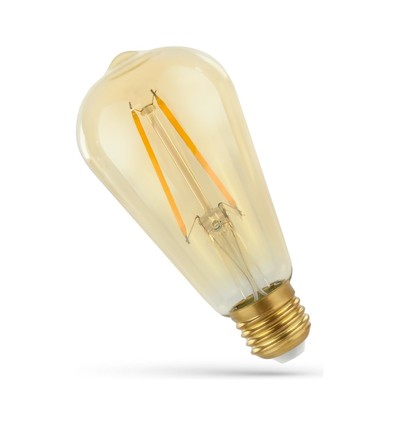 Ampoule LED E27 2W - ST64, filament, verre ambré, extra chaud