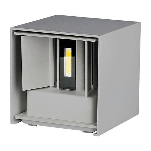 Applique murale LED 11W - Chip Bridgelux, 3000K, gris, carrée, aluminium, IP65