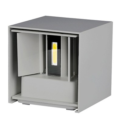 Applique murale LED 11W - Chip Bridgelux, 3000K, gris, carrée, aluminium, IP65