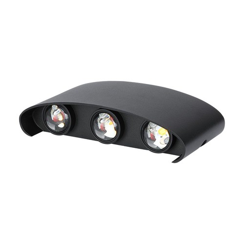 Applique murale LED 5W, IP65 - Noir, 630lm, blanc chaud, éclairage haut/bas, extérieur/intérieur